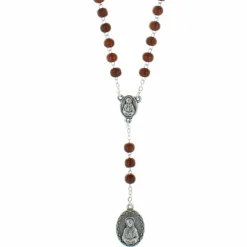Palais du Rosaire Chapelet Notre Dame des 7 douleurs en bois marron avec prière^ Chapelet Bois
