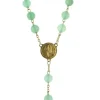 Palais du Rosaire Chapelet plaqué or avec grains en pierre Aventurine^ Chapelet Pierre | Chapelet Plaqué Or