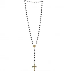 Palais du Rosaire Chapelet plaqué or avec grains en pierre obsidienne^ Chapelet De Lourdes | Chapelet Pierre