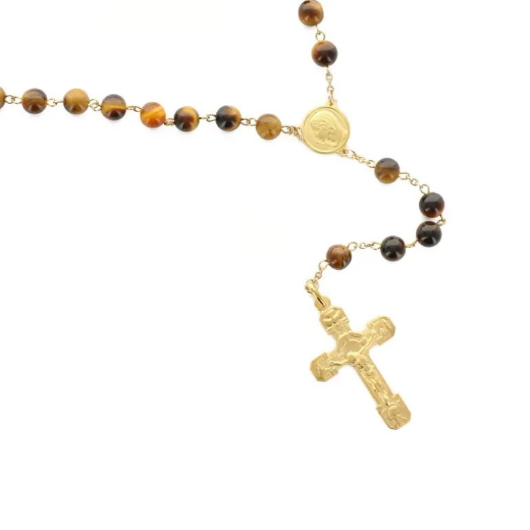 Palais du Rosaire Chapelet plaqué or avec grains en pierre d'agate noire^ Chapelet De Lourdes | Chapelet Pierre