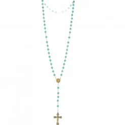 Palais du Rosaire Chapelet plaqué or avec grains en pierre Turquoise^ Chapelet De Lourdes | Chapelet Pierre