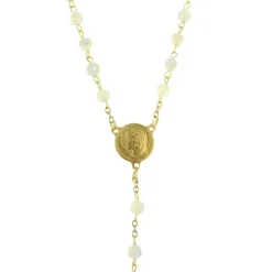 Palais du Rosaire Chapelet plaqué or avec grains en perles de nacre^ Chapelet De Lourdes | Chapelet Nacre