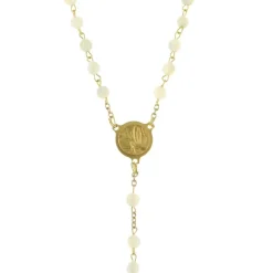 Palais du Rosaire Chapelet plaqué or avec grains en perles de nacre^ Chapelet De Lourdes | Chapelet Nacre