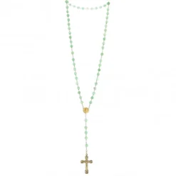 Palais du Rosaire Chapelet plaqué or avec grains en pierre Aventurine^ Chapelet Pierre | Chapelet Plaqué Or