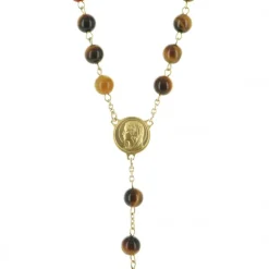 Palais du Rosaire Chapelet plaqué or avec grains en pierre d'agate noire^ Chapelet De Lourdes | Chapelet Pierre