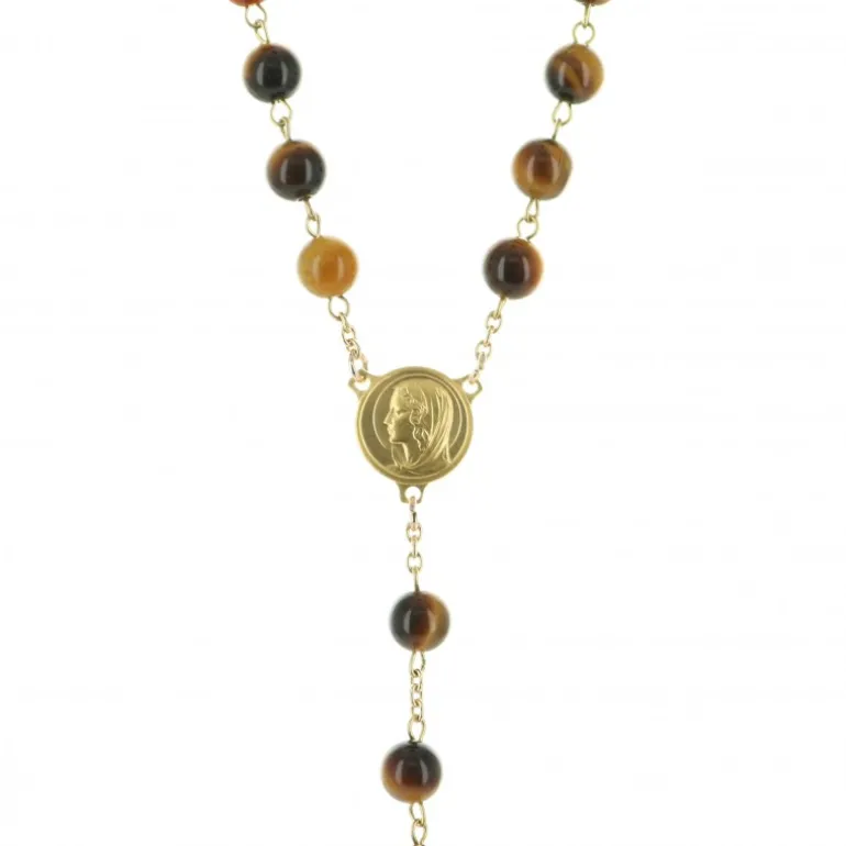 Palais du Rosaire Chapelet plaqué or avec grains en pierre d'agate noire^ Chapelet De Lourdes | Chapelet Pierre