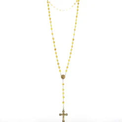 Palais du Rosaire Chapelet plaqué or avec grains en Ambre^ Chapelet Pierre | Chapelet Plaqué Or