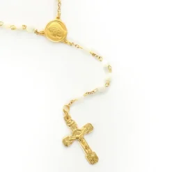 Palais du Rosaire Chapelet plaqué or avec grains en perles de nacre^ Chapelet De Lourdes | Chapelet Nacre