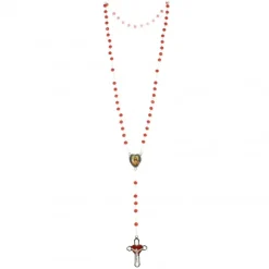 Palais du Rosaire Chapelet Sacré Coeur de Jésus en verre rouge 5 dizaines avec sa boite illustrée^ Chapelet Verre