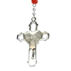 Palais du Rosaire Chapelet Sacré Coeur de Jésus en verre rouge 5 dizaines avec sa boite illustrée^ Chapelet Verre