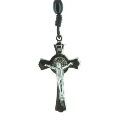 Palais du Rosaire Chapelet Saint Benoît en bois et coeur médaille Saint Benoît^ Chapelet De Saint Benoît | Chapelet Corde