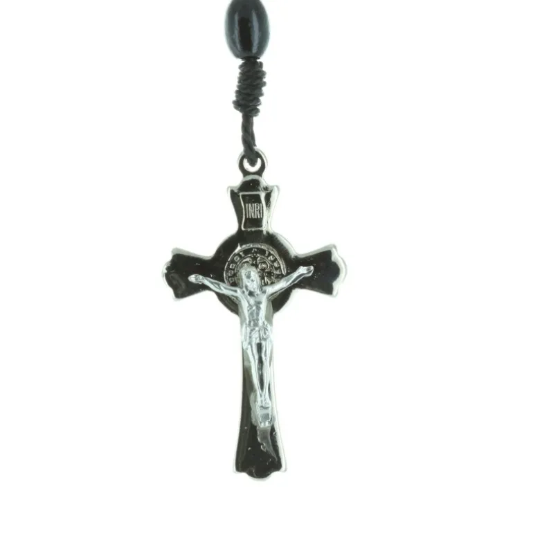 Palais du Rosaire Chapelet Saint Benoît en bois et coeur médaille Saint Benoît^ Chapelet De Saint Benoît | Chapelet Corde