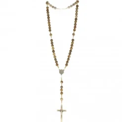 Palais du Rosaire Chapelet Saint Benoît en pierre de jaspe et corde beige^ Chapelet De Saint Benoît | Chapelet Pierre