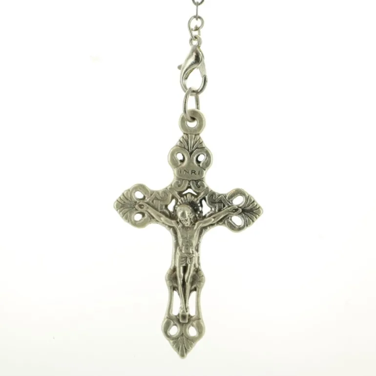 Palais du Rosaire Chapelet souvenir des 160 ans de Lourdes en verre blanc en boite^ Chapelet Verre | Chapelet De Lourdes
