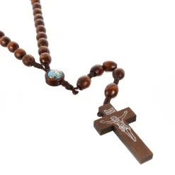 Palais du Rosaire Chapelet sur corde avec paters en forme de colombe et croix en bois^ Chapelet Corde