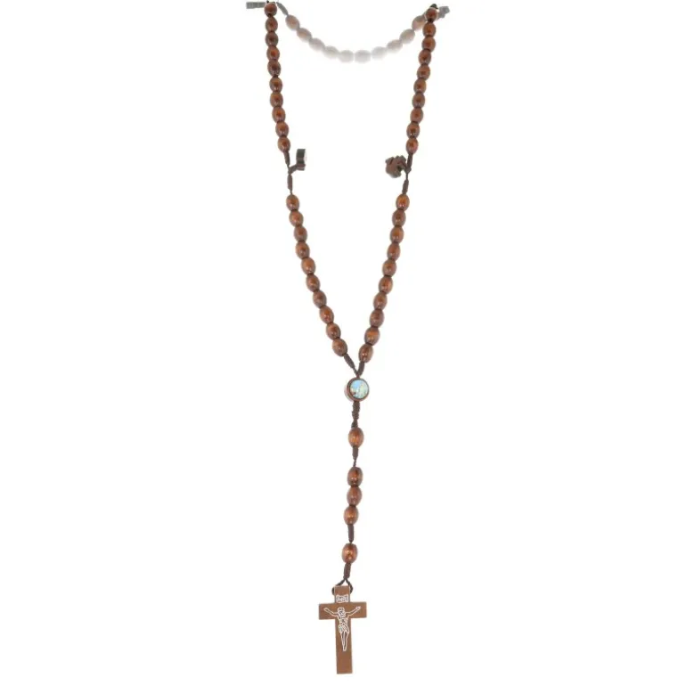 Palais du Rosaire Chapelet sur corde avec paters en forme de colombe et croix en bois^ Chapelet Corde