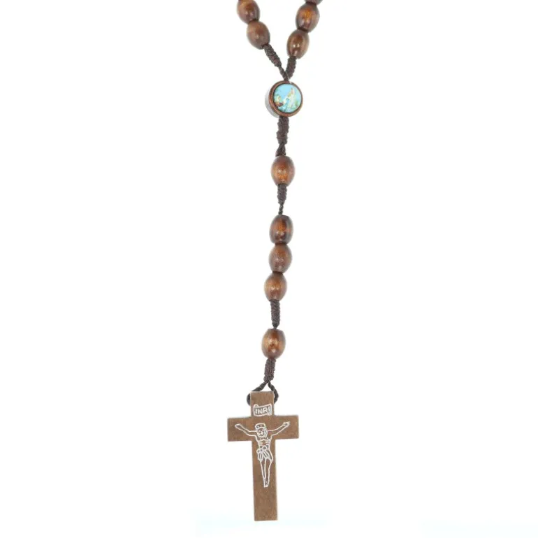 Palais du Rosaire Chapelet sur corde avec paters en forme de colombe et croix en bois^ Chapelet Corde
