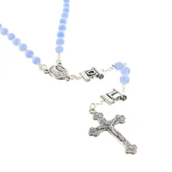 Palais du Rosaire Chapelet verre bleu paters lettres LOURDES^ Chapelet Verre
