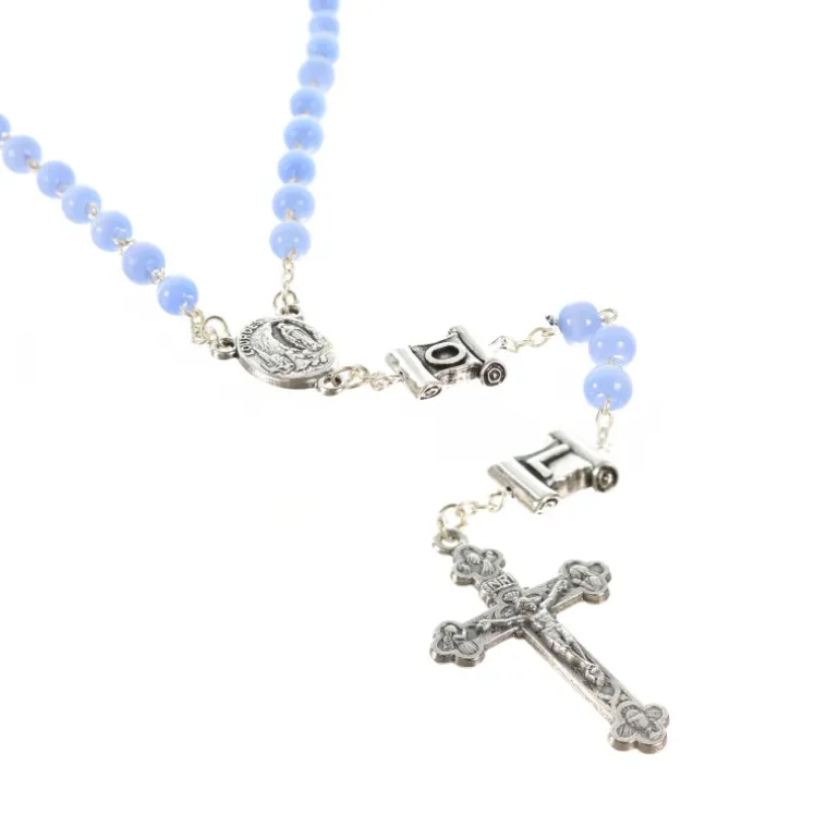 Palais du Rosaire Chapelet verre bleu paters lettres LOURDES^ Chapelet Verre