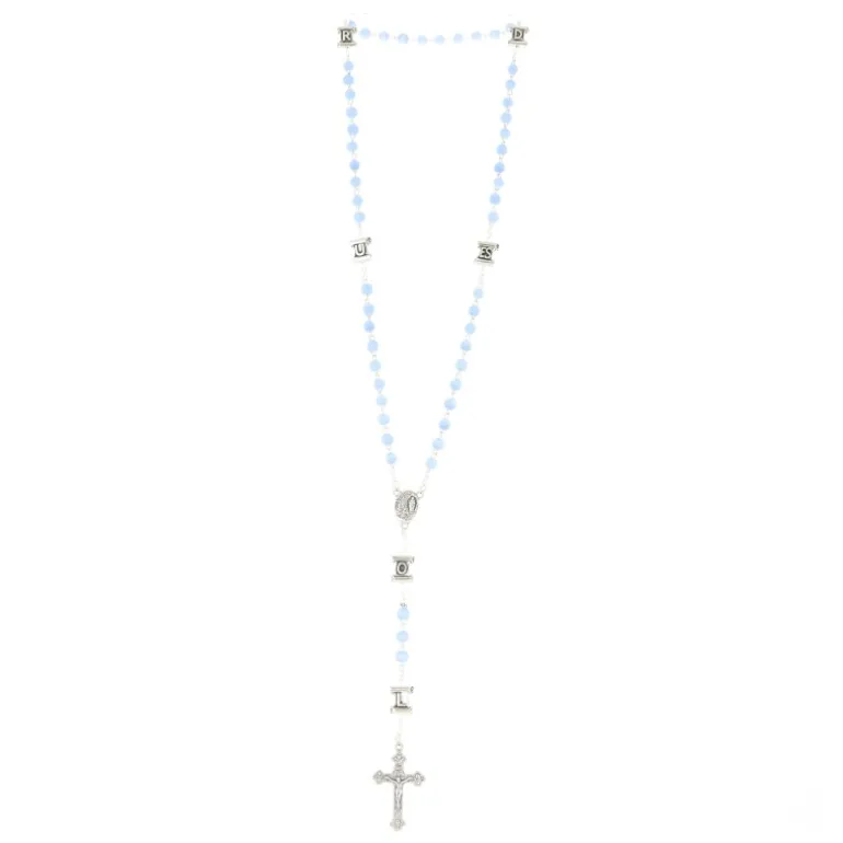 Palais du Rosaire Chapelet verre bleu paters lettres LOURDES^ Chapelet Verre