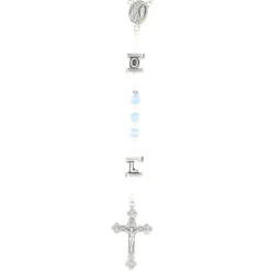 Palais du Rosaire Chapelet verre bleu paters lettres LOURDES^ Chapelet Verre