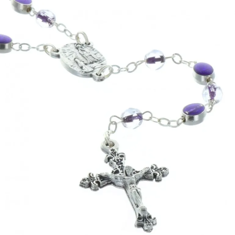 Palais du Rosaire Chapelet verre et grains facetés Vierge Miraculeuse^ Chapelet Verre | Chapelet De La Vierge Miraculeuse