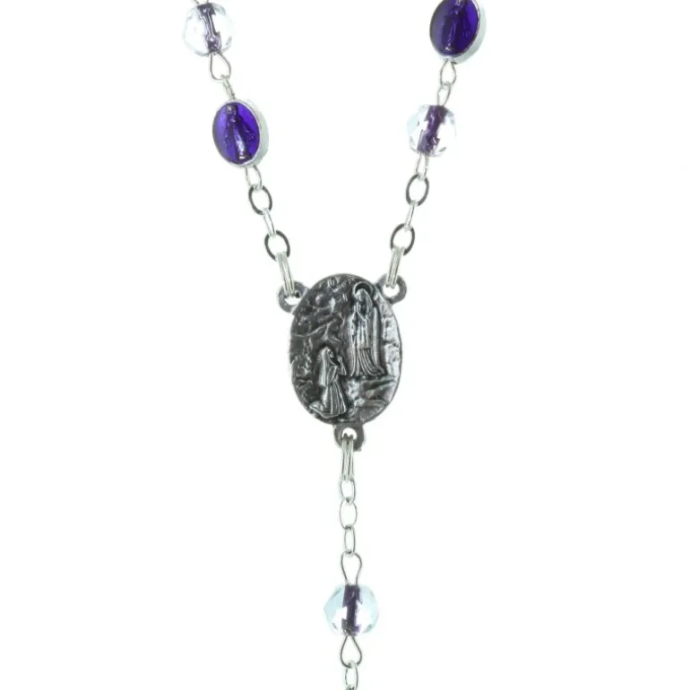 Palais du Rosaire Chapelet verre et grains facetés Vierge Miraculeuse^ Chapelet Verre | Chapelet De La Vierge Miraculeuse