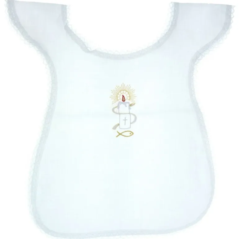 Palais du Rosaire Chasuble de Baptême avec une broderie d'un cierge^ Baptême