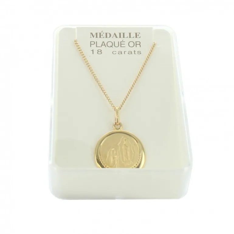 Palais du Rosaire Coffret bijoux de la Sainte Famille^ Médaille Et Croix Plaqué Or