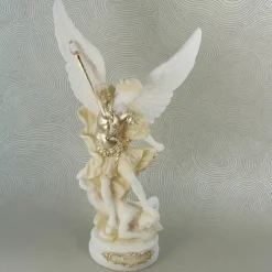 Palais du Rosaire Coffret de 3 statues des Archanges en albâtre^ Statue Ange | Statue De Saint Michel