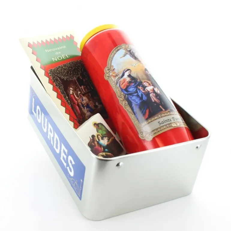 Palais du Rosaire Coffret Religieux de la Sainte Famille avec Chapelet, livret et bougie neuvaine^ Décoration De Noël