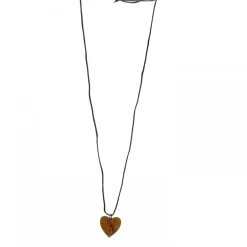 Palais du Rosaire Collier avec Pendentif coeur ange gravé en bois monté sur corde^ Collier Fantaisie