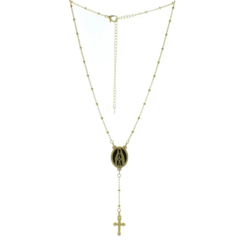 Palais du Rosaire Collier chapelet avec un coeur de Notre Dame de Lourdes^ Collier Fantaisie