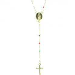 Palais du Rosaire Collier chapelet doré de Lourdes avec grains multicolors^ Collier Fantaisie | Chapelet De Lourdes
