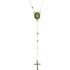 Palais du Rosaire Collier chapelet doré de Lourdes avec grains multicolors^ Collier Fantaisie | Chapelet De Lourdes