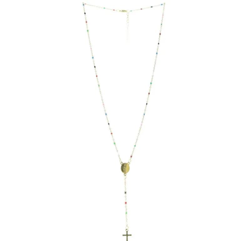 Palais du Rosaire Collier chapelet doré de Lourdes avec grains multicolors^ Collier Fantaisie | Chapelet De Lourdes