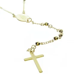 Palais du Rosaire Collier chapelet en acier doré avec coeur Apparition de Lourdes et Saint Benoit^ Chapelet De Saint Benoît | Chapelet De Lourdes