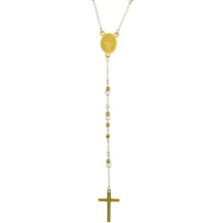 Palais du Rosaire Collier chapelet en acier doré avec coeur Apparition de Lourdes et Saint Benoit^ Chapelet De Saint Benoît | Chapelet De Lourdes