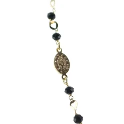 Palais du Rosaire Collier chapelet en argent doré avec croix noire et médaille miraculeuse^ Collier En Argent