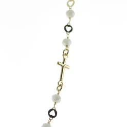 Palais du Rosaire Collier chapelet en argent doré avec croix blanche et médaille miraculeuse^ Collier En Argent