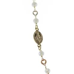 Palais du Rosaire Collier chapelet en argent doré avec croix blanche et médaille miraculeuse^ Collier En Argent