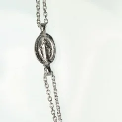 Palais du Rosaire Collier chapelet en argent avec une Médaille de la Vierge Miraculeuse, un crucifix et 3 dizaines de grains facettés 4mm^ Collier En Argent | Chapelet Argent