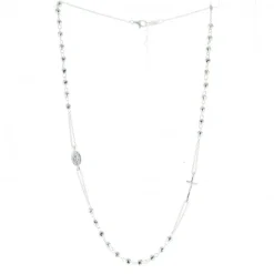 Palais du Rosaire Collier chapelet en argent avec une Médaille de la Vierge Miraculeuse, un crucifix et 3 dizaines de grains facettés 4mm^ Collier En Argent | Chapelet Argent