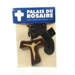 Palais du Rosaire Collier croix en bois d'érable de 3cm avec un cordon^ Collier Fantaisie