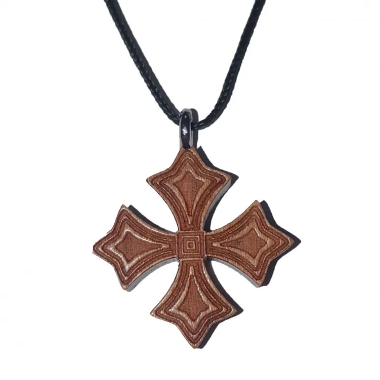 Palais du Rosaire Collier Croix en bois d'érable de 2,8cm avec cordon^ Collier Fantaisie | Croix En Pendentif