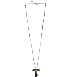 Palais du Rosaire Collier croix en bois d'érable de 3cm avec un cordon^ Collier Fantaisie