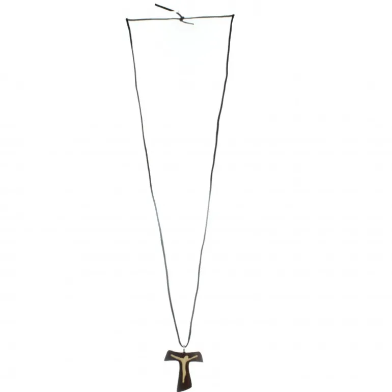 Palais du Rosaire Collier croix en bois d'érable de 3cm avec un cordon^ Collier Fantaisie