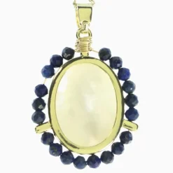 Palais du Rosaire Collier de la Vierge Miraculeuse doré entouré de pierres Lapis Lazuli^ Collier Fantaisie