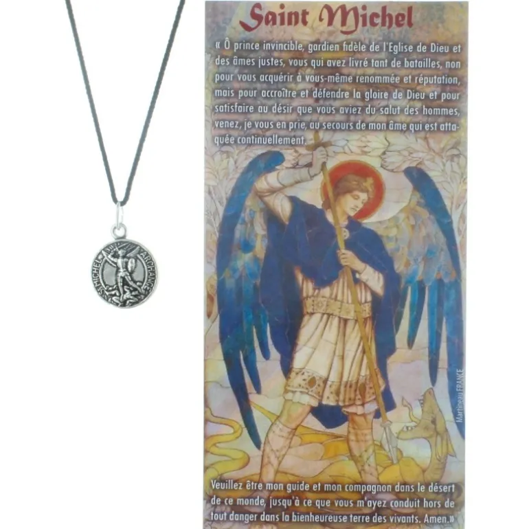 Palais du Rosaire Collier de Saint Michel en corde avec une prière^ Collier Fantaisie