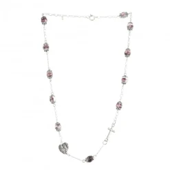 Palais du Rosaire Collier dizainier en verre avec l'Apparition de Lourdes^ Collier Fantaisie